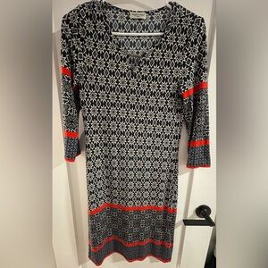 Elegant Long Sleeve Black and Red Dress